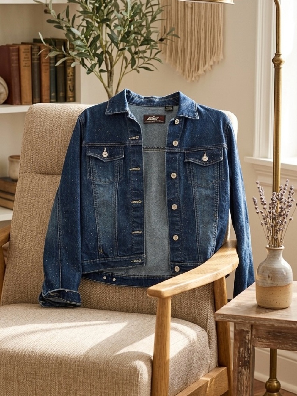 Lazer VINTAGE Jean Jacket with Light Dusting of Glitter (Size Large)